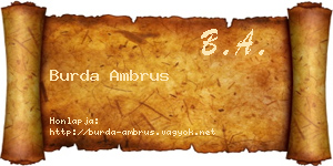 Burda Ambrus névjegykártya